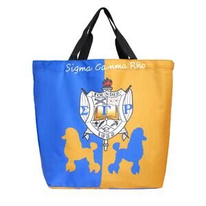 Sigma Gamma Rho Sorority Shield Gold Blue Large Shopper Tote